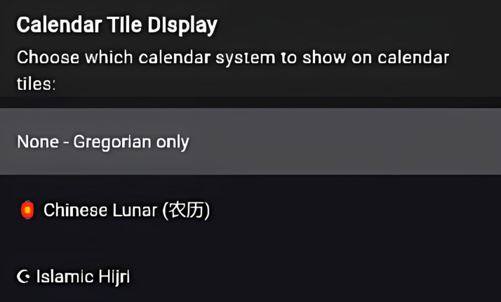 Calendar View Options
